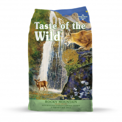 (1 แถม 1) Taste of the Wild Rocky Mountain Feline Formula – อาหารแมวสำหรับแมวทุกช่วงวัย เนื้อปลาแซลมอนและกวาง (680g)