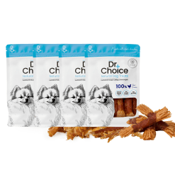 Dr.Choice Chicken Jerky Dog Snack – ด๊อกเตอร์ ช๊อยส์ ขนมเนื้อสันในไก่แท้อบแห้ง เกรดพรีเมียม โปรตีนสูง ไขมันต่ำ สำหรับสุนัข รวมชนิด