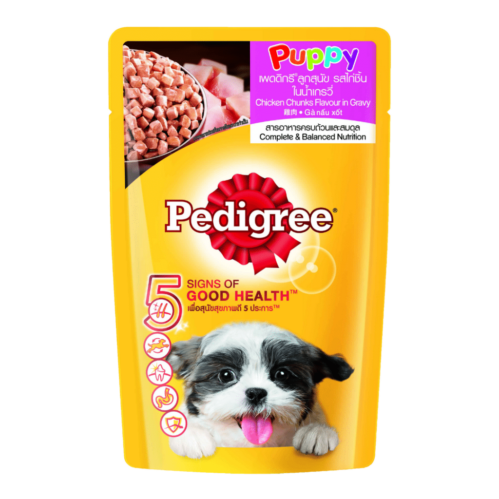 Pedigree®POUCH Puppy Chicken Chunks Flavour in Gravy 130 g. เพดดิกรี