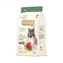 Pawdy Holistic Indoor Formula Cat Food – พอดี้ อาหารแมวเกรดพรี่เมี่ยมสำหรับแมวเลี้ยงในบ้าน สูตรทูน่าผสมเนื้อจระเข้ (1 Kg.)