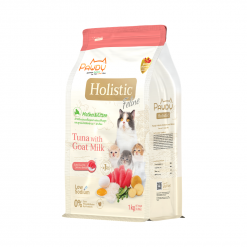 Pawdy Holistic Mother & Kitten Cat Food – พอดี้ อาหารแมวเกรดพรี่เมี่ยมสำหรับแม่และลูกแมว สูตรทูน่าผสมนมแพะ (1 Kg.)