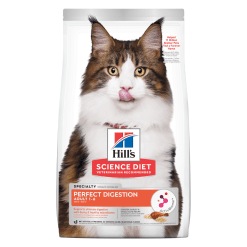 Hill’s Science Diet Adult Cat Perfect Digestion Chicken ฮิลล์ อาหารชนิดเม็ดสำหรับแมวอายุ 1-6 ปี ปรับสมดุลลำไส้ สูตรไก่ – 1.58 kg.