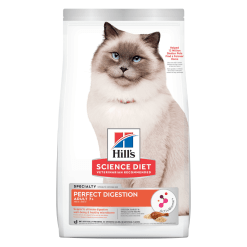 Hill’s Science Diet Adult Cat 7+ Perfect Digestion อาหารชนิดเม็ด ฮิลล์ สำหรับแมวอายุมากกว่า 7 ปี ปรับสมดุลลำไส้ สูตรไก่ – 1.58 kg.