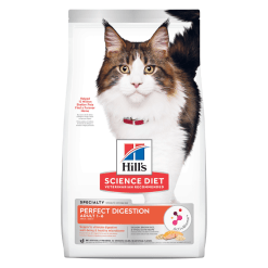 Hill’s Science Diet Adult Cat Perfect Digestion Salmon ฮิลล์ อาหารชนิดเม็ดสำหรับแมวอายุ 1-6 ปี ปรับสมดุลลำไส้ สูตรแซลมอน 1.58 kg.