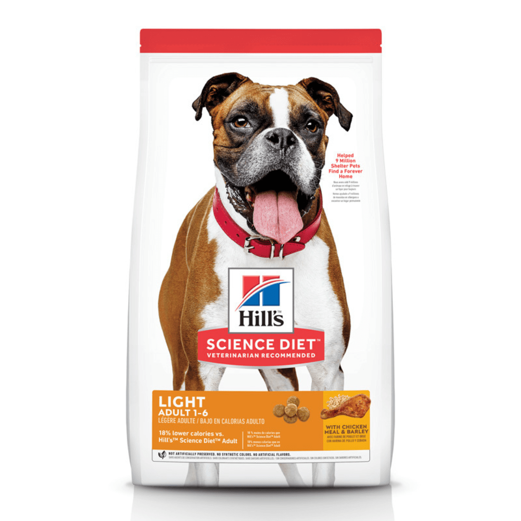 Hill's Science Diet Adult Light dog ฮิลล์ อาหารชนิดเม็ดสูตรไก่ ไขมันต่ำ สำหรับสุนัขอายุมากกว่า 1 ปี (15 Kg.)