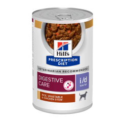 Hill’s Prescription Diet อาหารสุนัข สูตร i/d Low Fat Canine Rice, Vegetable Chicken Stew อาหารเปียก สำหรับสุนัขตับอ่อนอักเสบอาหารแบบพลังงานต่ำสูตรไก่และผัก – 12.5 oz.