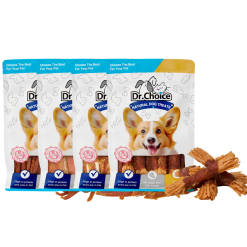 Dr.Choice Chicken Jerky Dog Snack – ด๊อกเตอร์ ช๊อยส์ ขนมเนื้อสันในไก่แท้อบแห้ง เกรดพรีเมียม โปรตีนสูง ไขมันต่ำ สำหรับสุนัข รวมชนิด