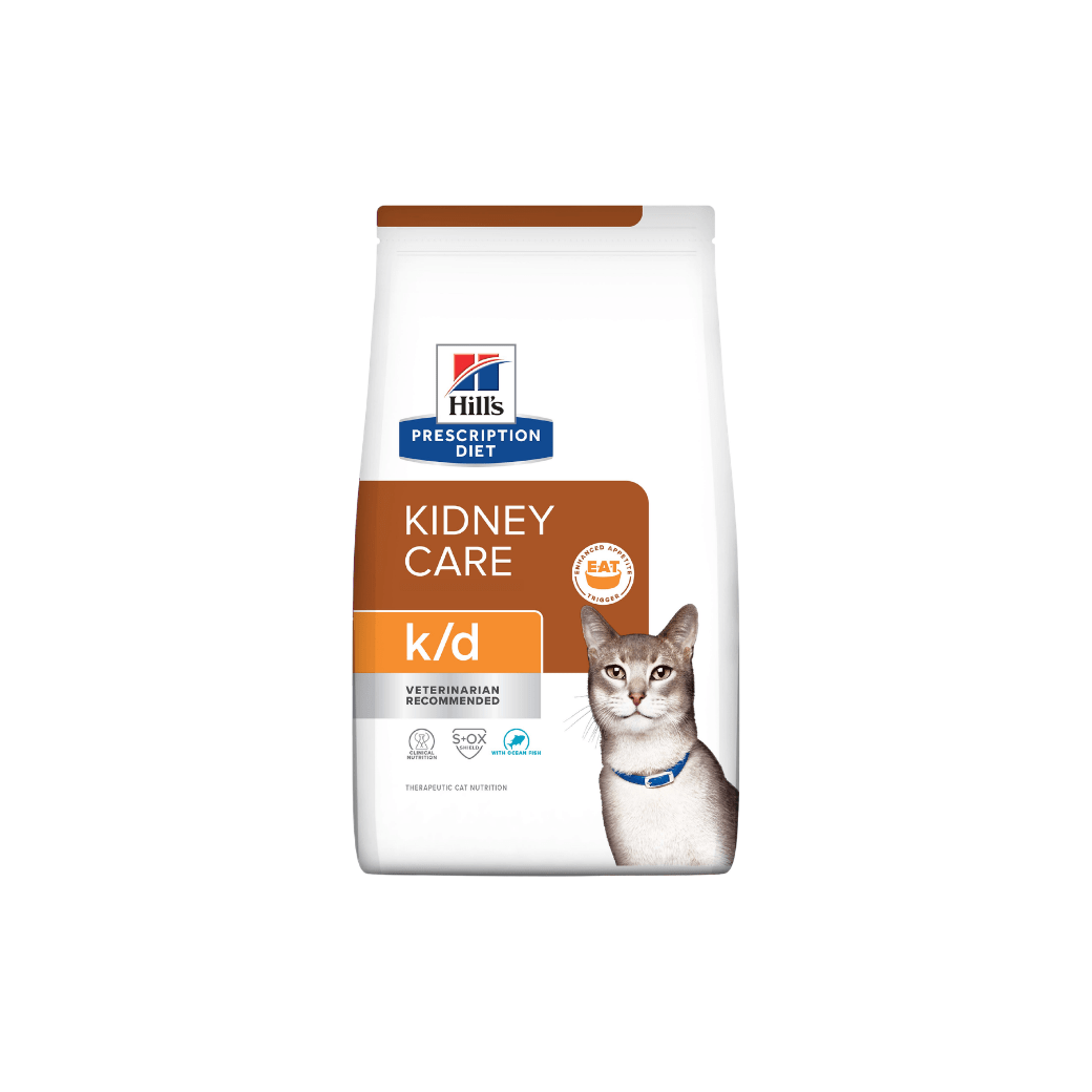 Hill's Prescription Diet อาหารเเมว สูตร k/d Feline with Ocean Fish ประกอบการรักษาโรคไต รสปลาทะเล ชนิดเม็ด