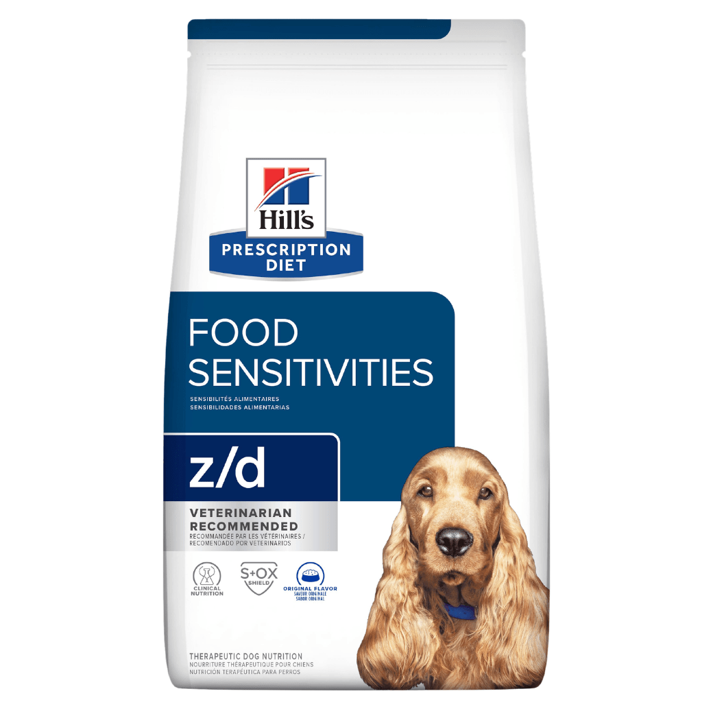Hill's Prescription Diet อาหารสุนัข สูตร Skin/Food Sensitivities z/d Canine อาหารชนิดเม็ดสำหรับสุนัข ประกอบการรักษาโรคผิวแพ้ง่าย/แพ้อาหาร - 8 lbs.