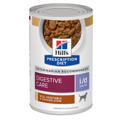 Hill’s Prescription Diet อาหารสุนัข สูตร i/d Low Fat Canine Rice, Vegetable Chicken Stew อาหารเปียก สำหรับสุนัขตับอ่อนอักเสบอาหารแบบพลังงานต่ำสูตรไก่และผัก – 12.5 oz.