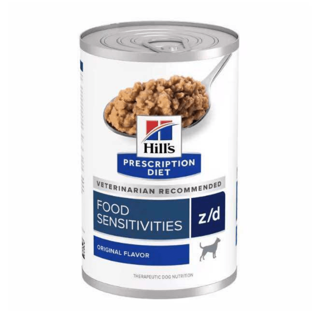 Hill's Prescription Diet อาหารสุนัข สูตร Skin/Food Sensitivities z/d Canine อาหารชนิดเปียกสำหรับสุนัข ประกอบการรักษาโรคผิวแพ้ง่าย/แพ้อาหาร - 13 oz.