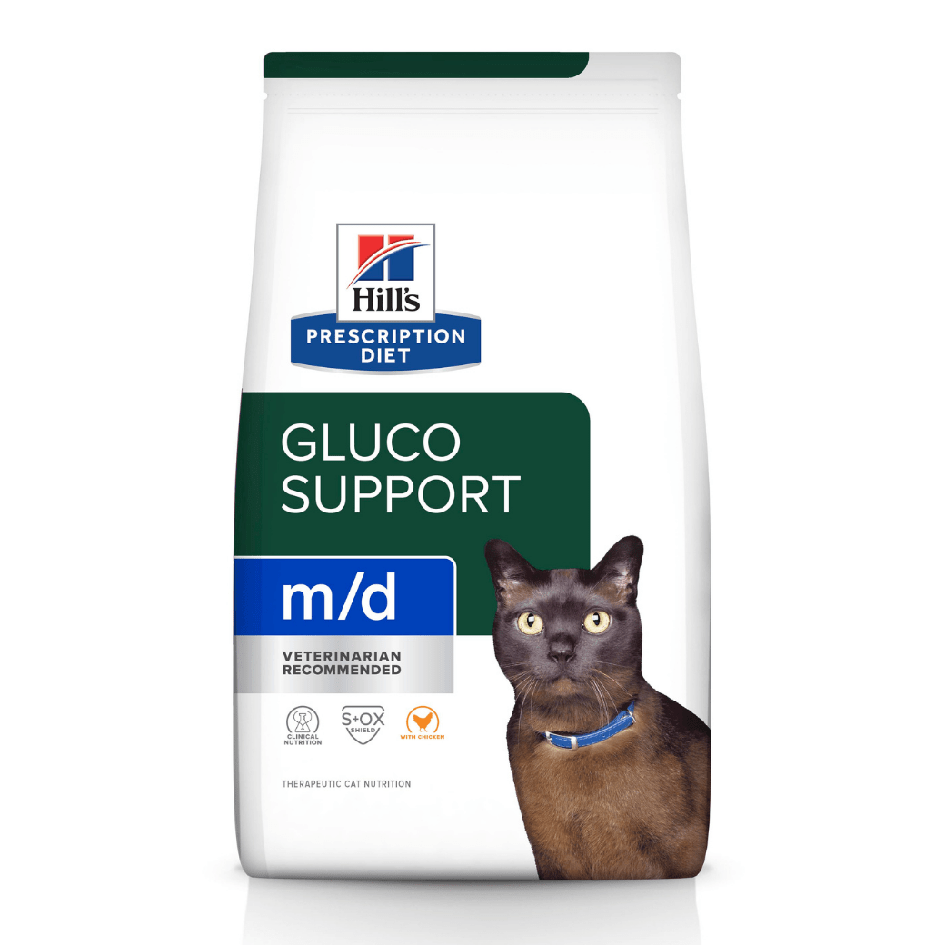 Hill's Prescription Diet Gluco Support m/d Feline - ฮิลล์ อาหารเม็ดสำหรับแมวลดน้ำหนักที่น้ำหนักเกิน (1.8 Kg.)